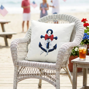 throw pillow with 'Nautical Anchor Patriotic Outdoor Indoor' design