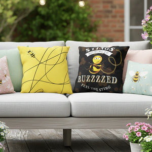 throw pillow with 'Reversible Yellow Bee' design