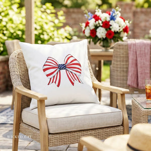 Garden flag with 'American Bow July 4th' design