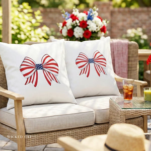 Garden flag with 'American Bow July 4th' design