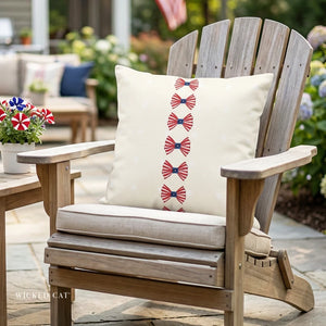 throw pillow with 'Patriotic Bows Outdoor Indoor' design