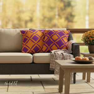 Orange & Purple Reversible Indoor Outdoor Pillow