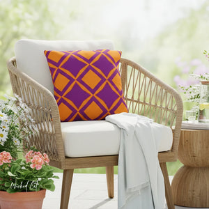 Orange & Purple Reversible Indoor Outdoor Pillow