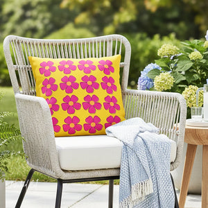throw pillow with 'Yellow & Pink Floral Spring' design