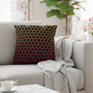 throw pillow with 'Honeycomb Rainbow' design
