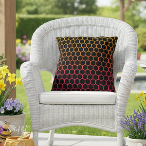 throw pillow with 'Honeycomb Rainbow' design