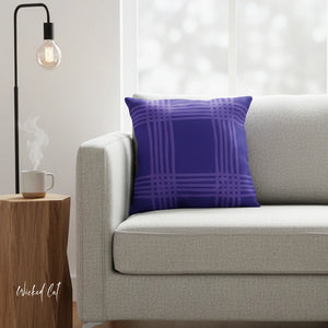 throw pillow with 'Reversible Purple & Orange' design