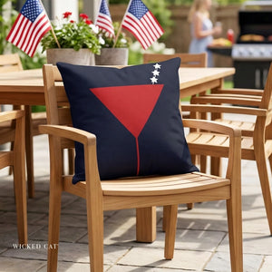throw pillow with 'Patriotic Martini Reversible Outdoor Indoor' design