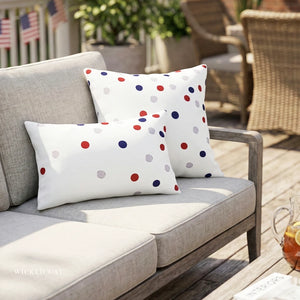 throw pillow with 'Patriotic Polka Dot American Chic Accent' design