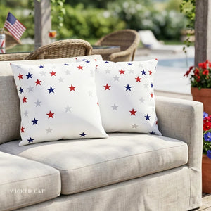 throw pillow with 'Patriotic Stars American Chic Accent' design