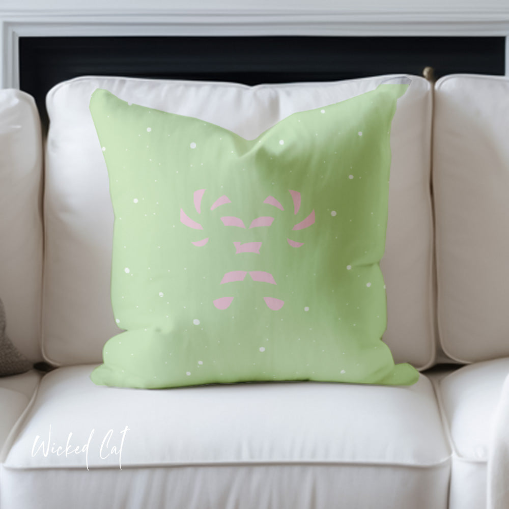 pink green pastel candy cane Christmas pillow cover