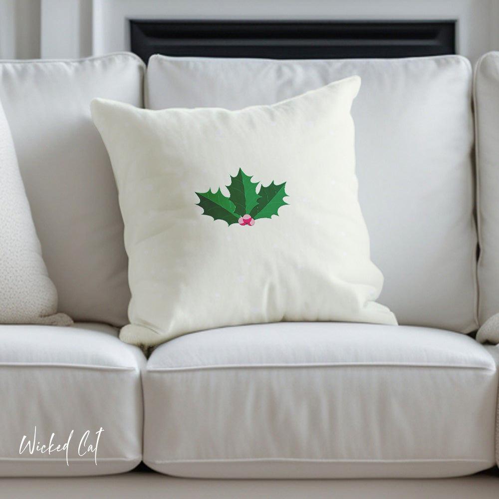 Pastel Pink and Green Ivy Christmas Throw Pillow