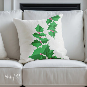 throw pillow with 'Pastel Christmas Cover Holiday Ivy Berry' design