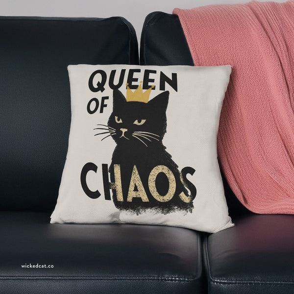 Queen of Chaos Black Cat Indoor Outdoor Accent Pillow