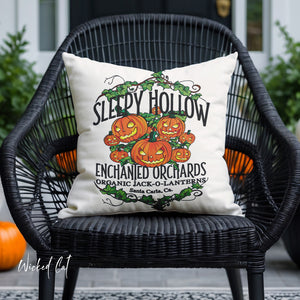 throw pillow with 'Sleepy Hollow Orchards' design