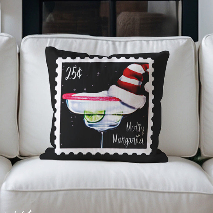 Merry Margarita Indoor Outdoor Christmas Throw Pillow