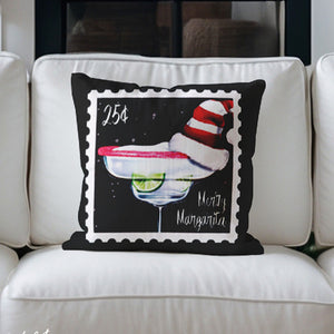 throw pillow with 'Merry Margarita Holiday Decor' design