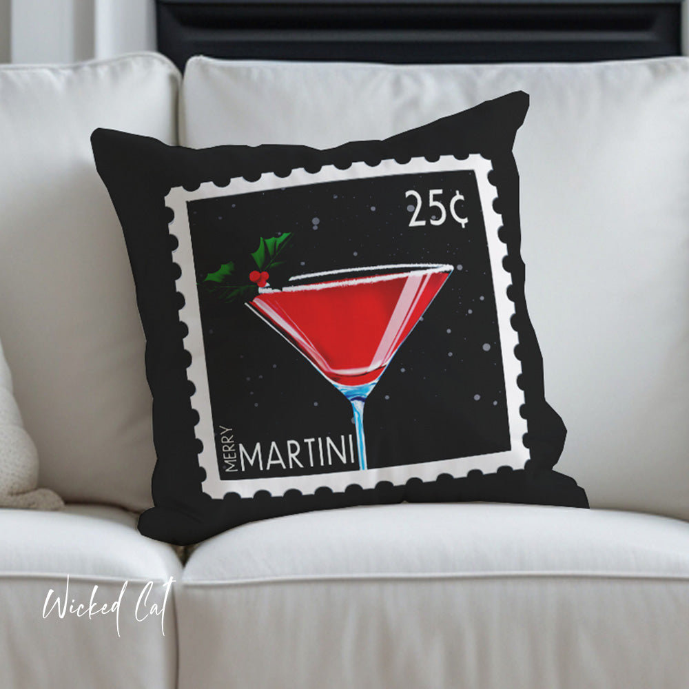merry martini christmas throw pillow cover soft faux suede