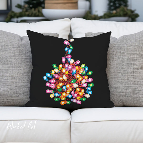 Tangled Lights Funny Christmas Throw Pillow