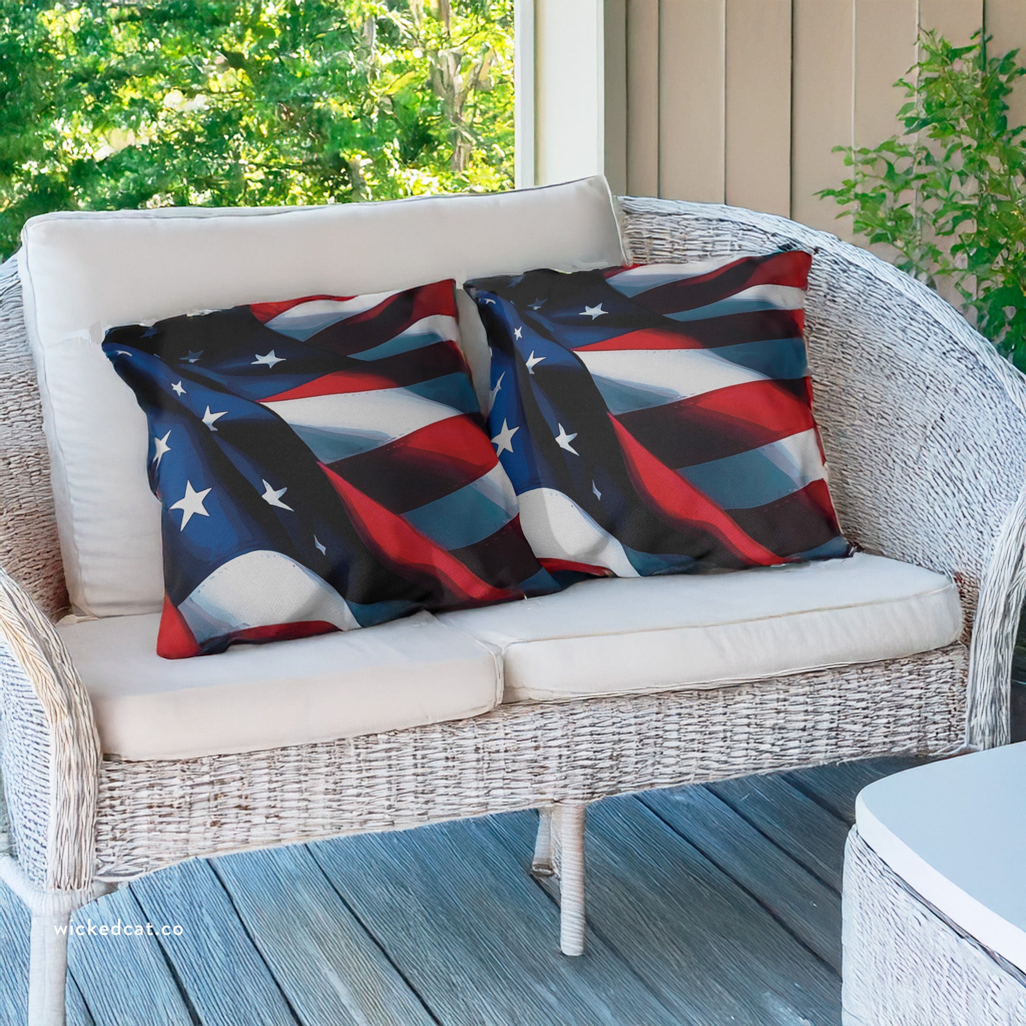 American Flag Patriotic Decor Outdoor Indoor Accent Pillow