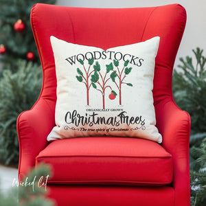 throw pillow with 'Charlie Brown Christmas Outdoor' design