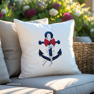throw pillow with 'Nautical Anchor Patriotic Outdoor Indoor' design