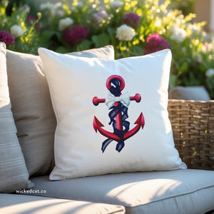 throw pillow with 'Patriotic Red Nautical Anchor Outdoor Indoor Accent' design