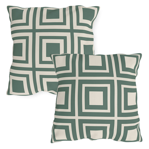 Green & Ivory Modern Indoor Outdoor Throw Pillow