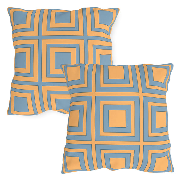 Yellow & Blue Modern Indoor Outdoor Throw Pillow