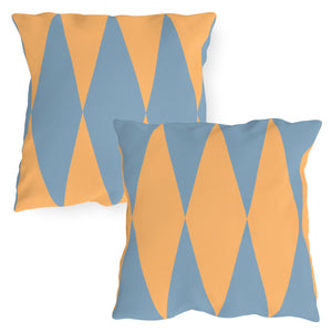 Yellow Blue Diamond Indoor Outdoor Throw Pillow
