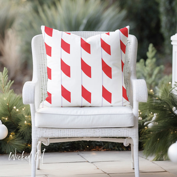 Candy Cane Striped Christmas Throw Pillow