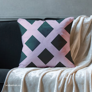 throw pillow with 'Reversible Lavender & Blue Cover' design