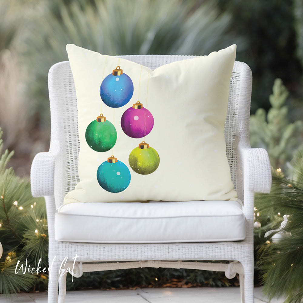Pastel Ornaments Christmas Indoor Outdoor Pillow