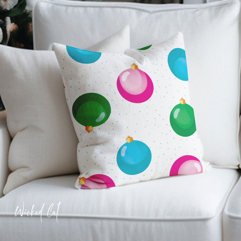 colroful tree ornaments Christmas pillow cover