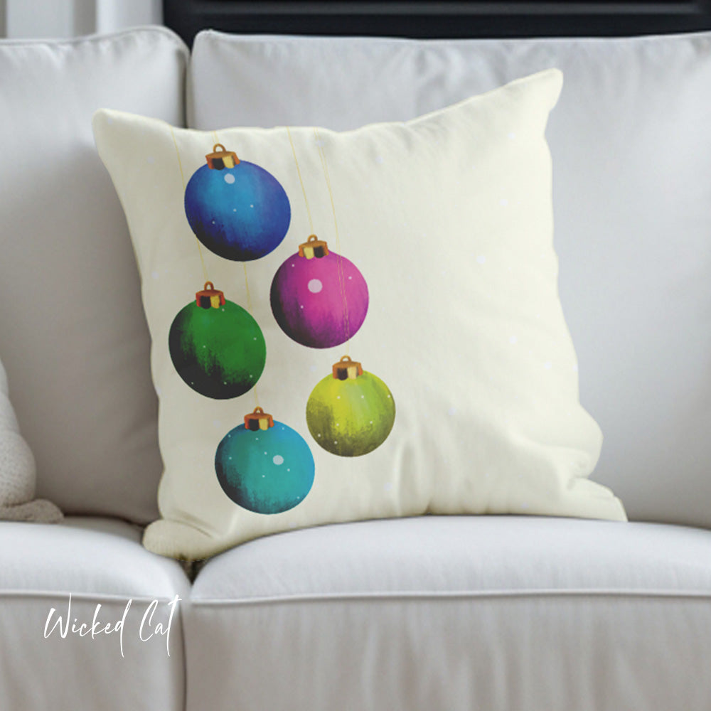Rainbow Ornaments Christmas Pillow Cover