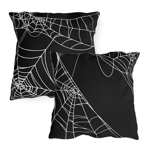 Reversible Spiderweb Halloween Indoor Outdoor Pillow