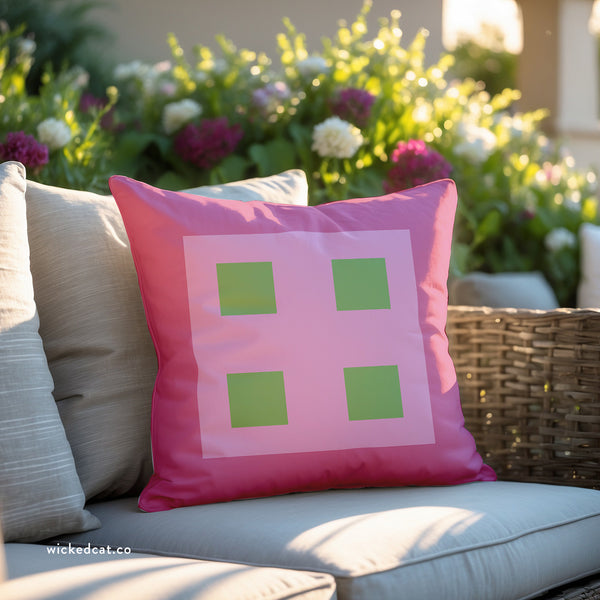 Pastel Pops Pink Green Outdoor Throw Pillow