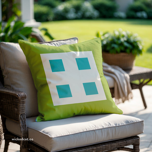 Pastel Green & Blue Indoor Outdoor Throw Pillow