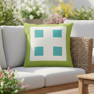 Pastel Green & Blue Indoor Outdoor Throw Pillow