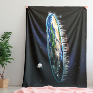 Flat Earth Funny Gift Idea Plush Sherpa Blanket