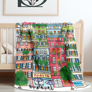 soft sherpa blanket with 'Whimsical Paris France' design