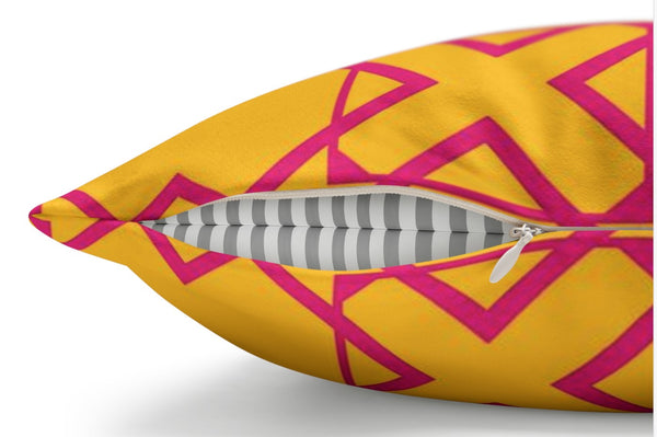Pink & Yellow Geometric Soft Throw Pillow Cover