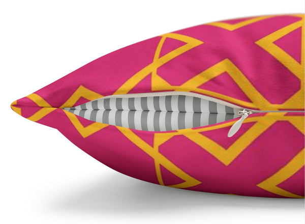 Pink & Yellow Decorative Throw Pillow