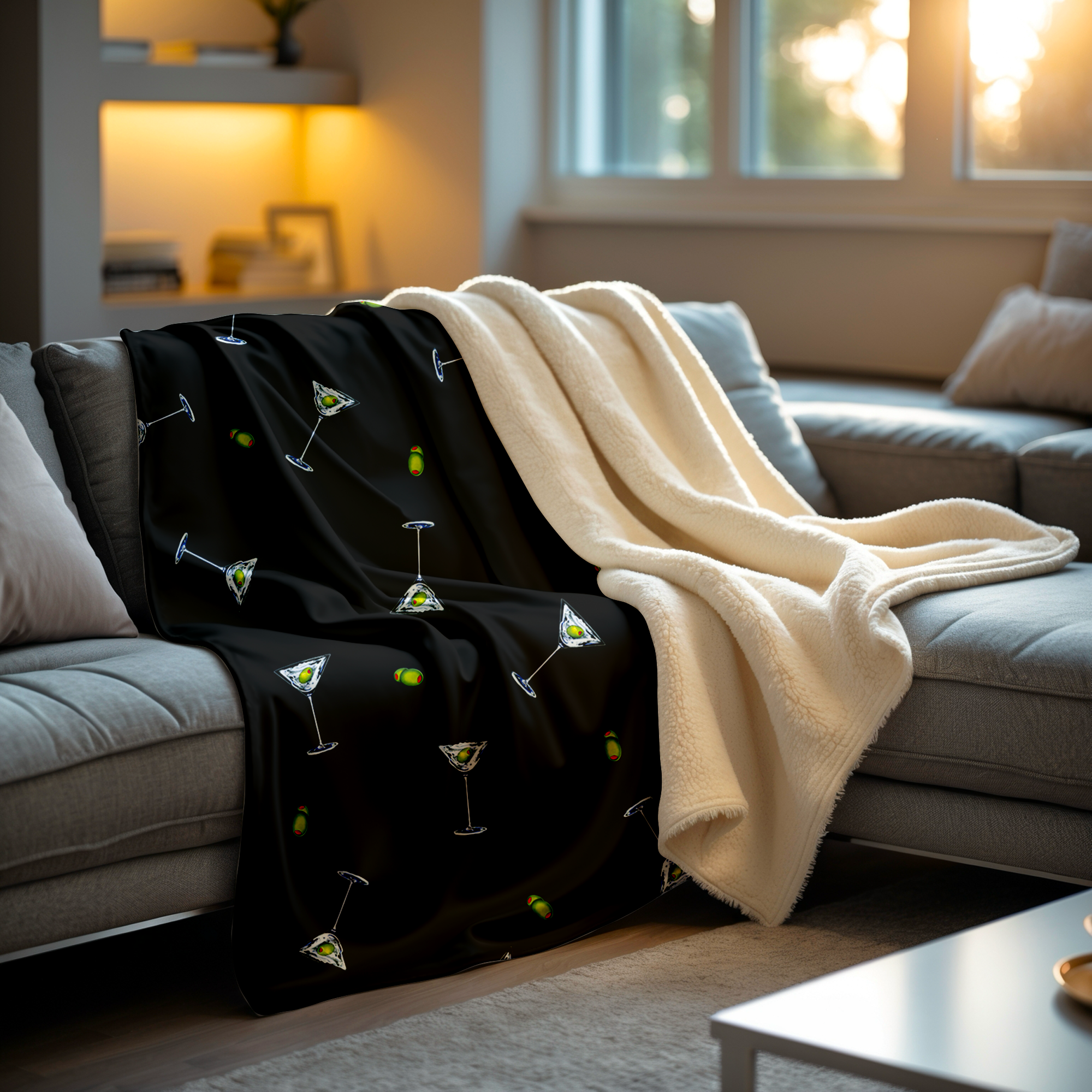 Dirty Martini Plush Soft Sherpa Throw Blanket