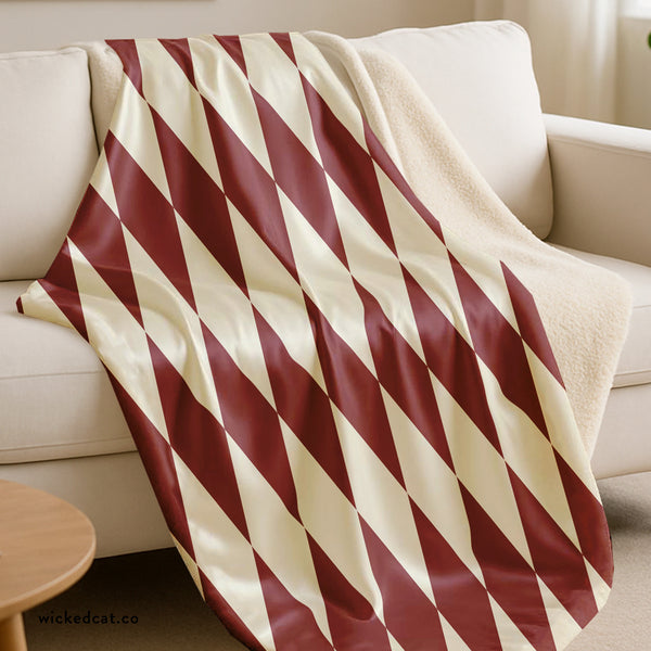 Red & Cream Home Gift Plush Sherpa Throw Blanket