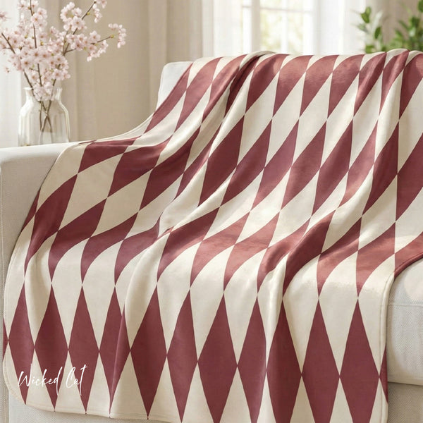 Red & Cream Home Gift Plush Sherpa Throw Blanket