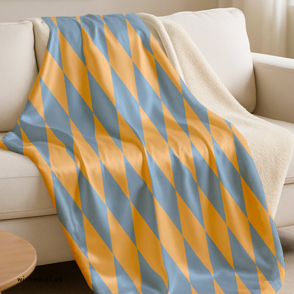 Blue and Yellow Home Gift Plush Sherpa Blanket