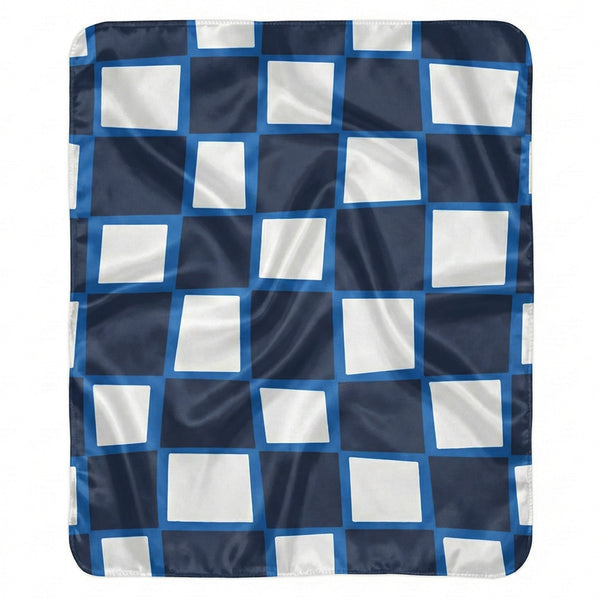 Checkered Blue Whimsical Sherpa Throw