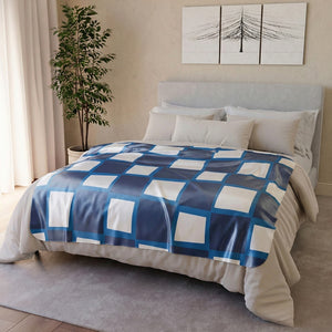 Checkered Blue Whimsical Sherpa Throw