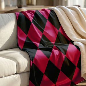 Pink and Black Diamond Soft Sherpa Throw